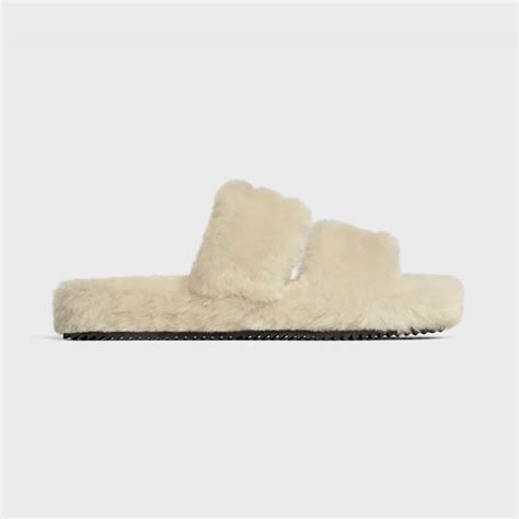 celine furry slides|CELINE FUR SLIDES in Shearling.